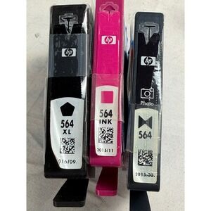 HP 564 564XL Ink Cartridges Lot of 3 Black Photo Black Magenta Sealed 2015 2016